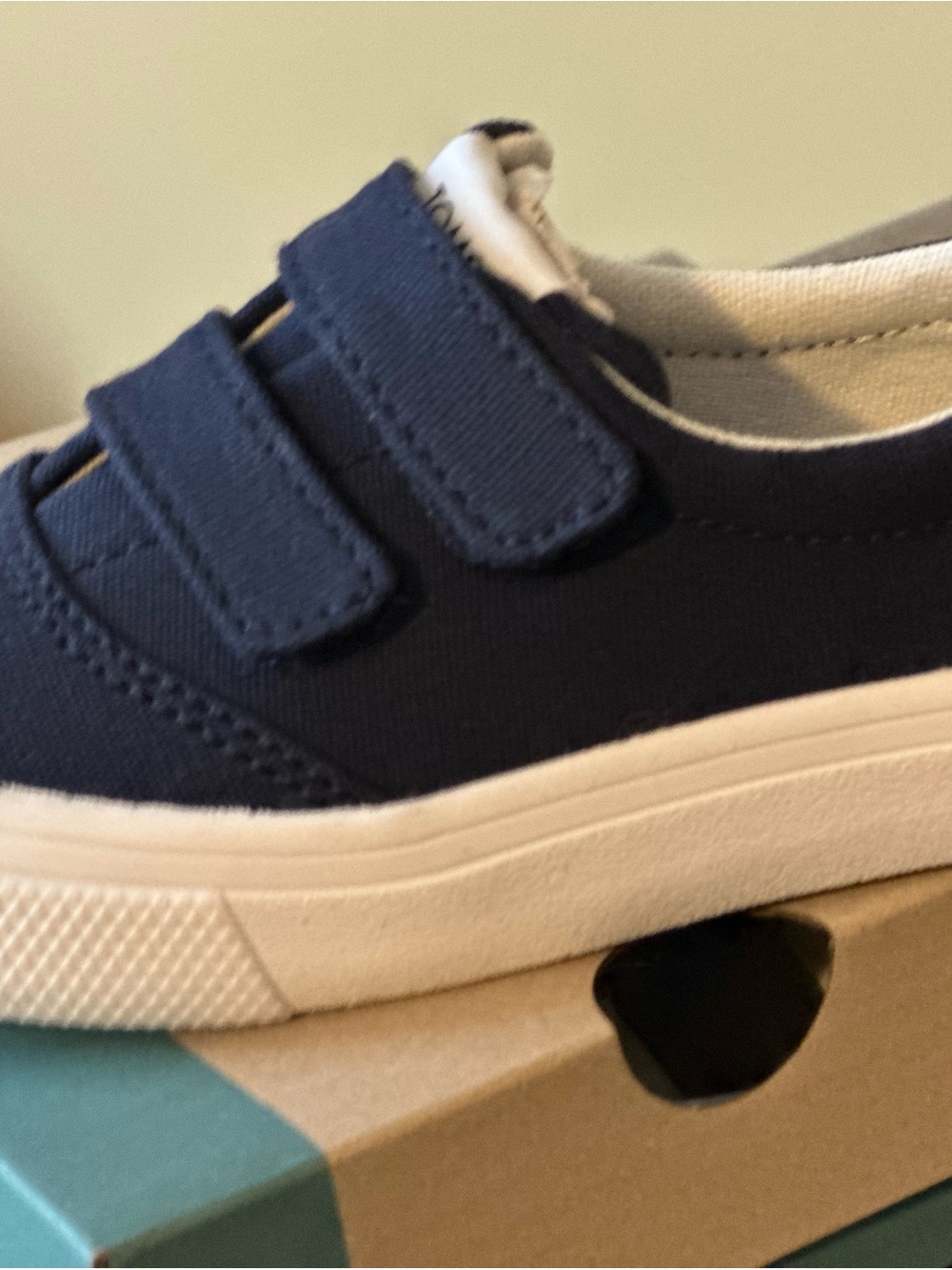 Toms Navy Canvas Kids Velcro Sneakers